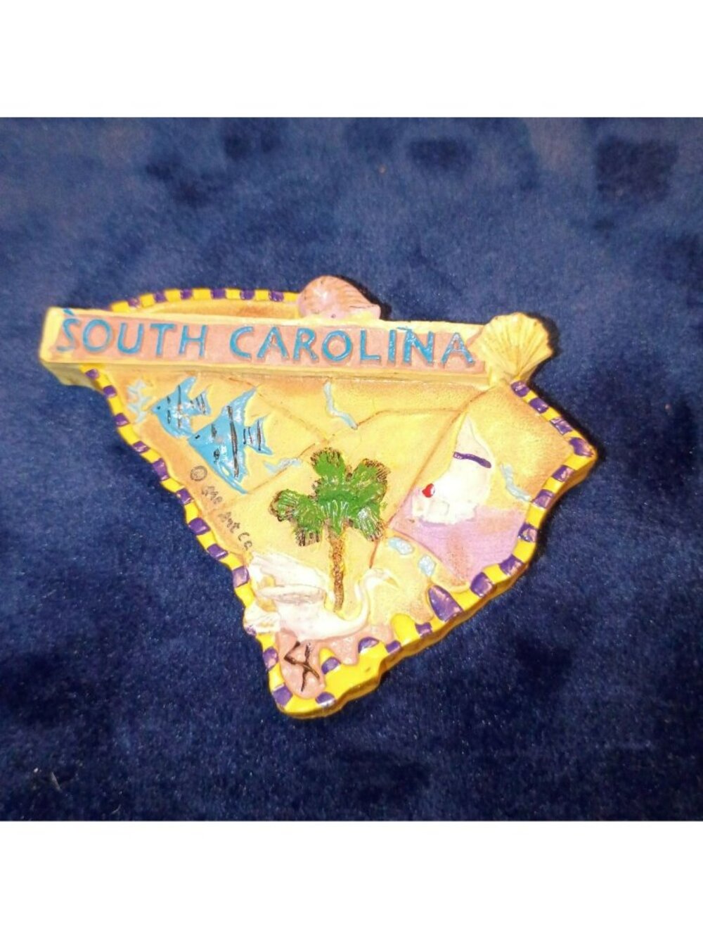 South Carolina State Shaped 3D Resin Magnet With Beach & Palm Tree Design